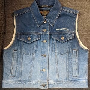 Harley Davidson Denim Ombre Vest Large NEW